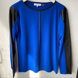 Calvin Klein Faux leather sleeve long sleeve top